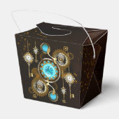 Steampunk Rusty Hintergrund mit türkisfarbenen Lin Geschenkschachtel (Rückseite)