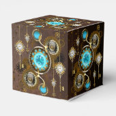 Steampunk Rusty Hintergrund mit türkisfarbenen Lin Geschenkschachtel (Rückseite)