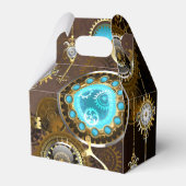 Steampunk Rusty Hintergrund mit türkisfarbenen Lin Geschenkschachtel (Rückseite)