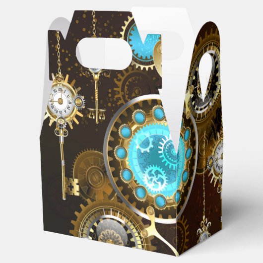 Steampunk Rusty Hintergrund mit türkisfarbenen Lin Geschenkschachtel (Geöffnet)
