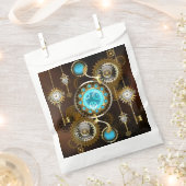 Steampunk Rusty Hintergrund mit türkisfarbenen Lin Geschenktütchen (Ausgeschnitten)