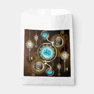 Steampunk Rusty Hintergrund mit türkisfarbenen Lin Geschenktütchen