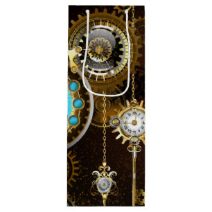 Steampunk Rusty Hintergrund mit türkisfarbenen Lin Geschenktüte Für Weinflaschen