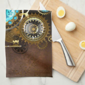 Steampunk Rusty Hintergrund mit türkisfarbenen Lin Geschirrtuch (Viertel Falte)