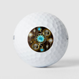 Steampunk Rusty Hintergrund mit türkisfarbenen Lin Golfball