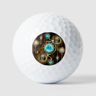 Steampunk Rusty Hintergrund mit türkisfarbenen Lin Golfball
