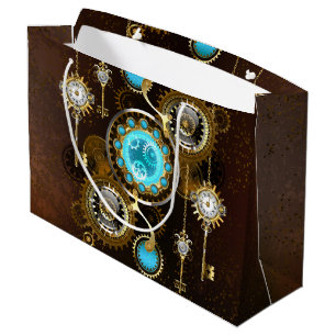 Steampunk Rusty Hintergrund mit türkisfarbenen Lin Große Geschenktüte