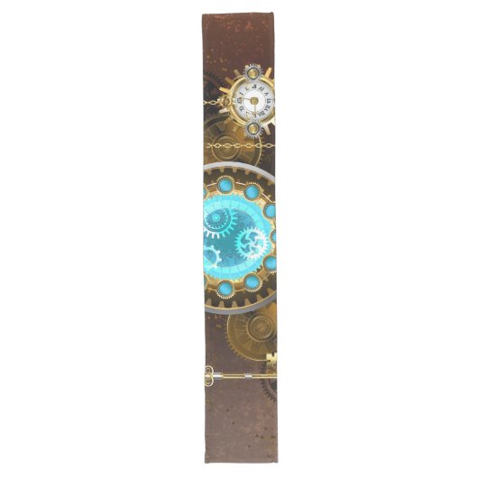 Steampunk Rusty Hintergrund mit türkisfarbenen Lin Großer Tischläufer (Vorderseite)