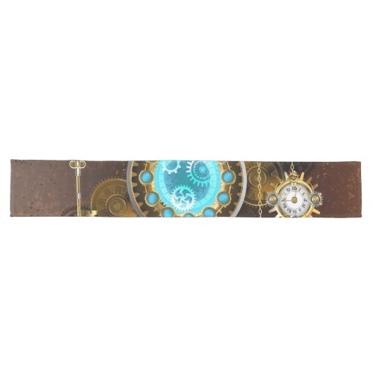 Steampunk Rusty Hintergrund mit türkisfarbenen Lin Großer Tischläufer (Horizontal)