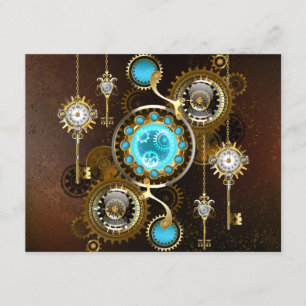 Steampunk Rusty Hintergrund mit türkisfarbenen Lin Hinweiskarte