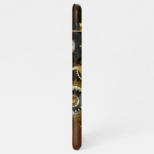 Steampunk Rusty Hintergrund mit türkisfarbenen Lin iPhone Hülle (Linke Seite)