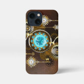 Steampunk Rusty Hintergrund mit türkisfarbenen Lin iPhone Hülle (Rückseite)