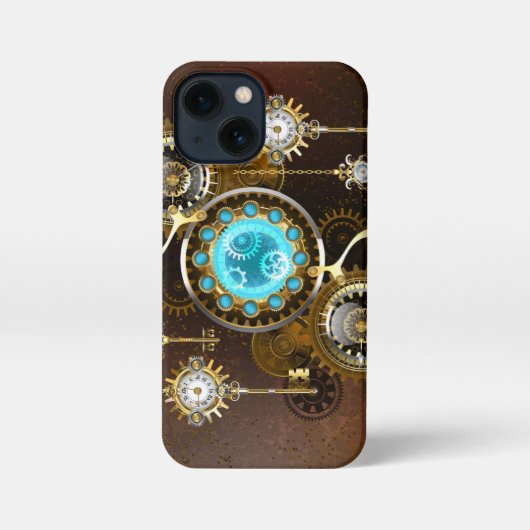 Steampunk Rusty Hintergrund mit türkisfarbenen Lin iPhone Hülle (Rückseite)