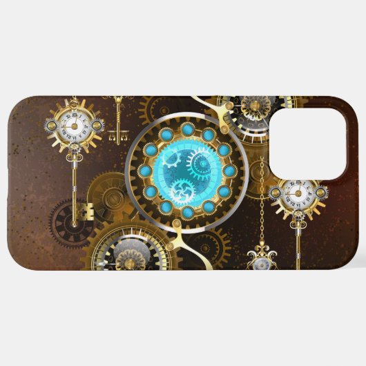 Steampunk Rusty Hintergrund mit türkisfarbenen Lin iPhone Hülle (Hinten horizontal)