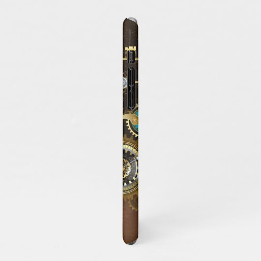 Steampunk Rusty Hintergrund mit türkisfarbenen Lin iPhone Hülle (Linke Seite)