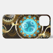 Steampunk Rusty Hintergrund mit türkisfarbenen Lin iPhone Hülle (Rückseite (Horizontal))