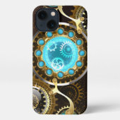 Steampunk Rusty Hintergrund mit türkisfarbenen Lin iPhone Hülle (Rückseite)