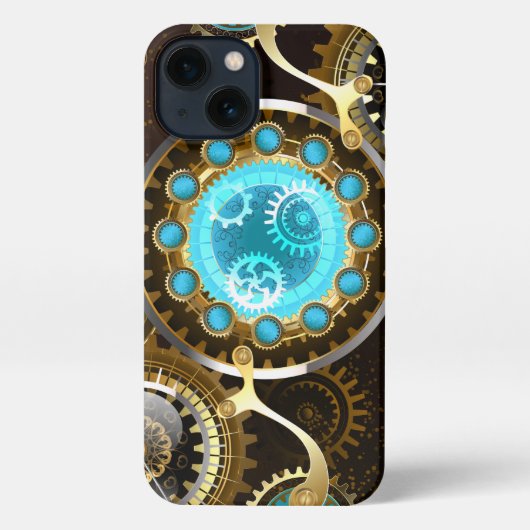 Steampunk Rusty Hintergrund mit türkisfarbenen Lin iPhone Hülle (Rückseite)