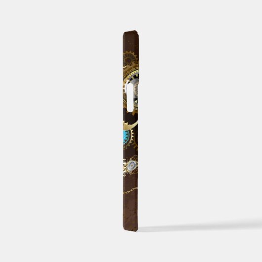 Steampunk Rusty Hintergrund mit türkisfarbenen Lin iPhone Hülle (Rechte Seite)