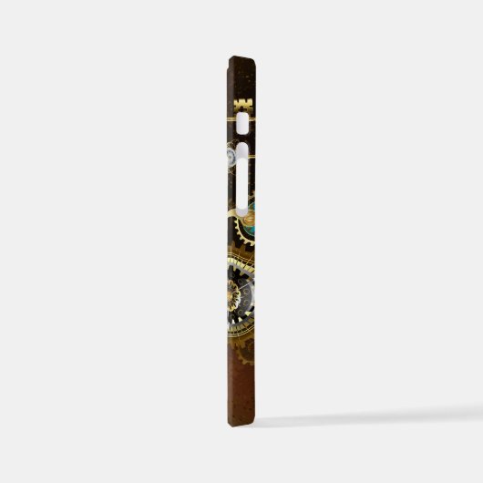 Steampunk Rusty Hintergrund mit türkisfarbenen Lin iPhone Hülle (Linke Seite)