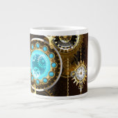 Steampunk Rusty Hintergrund mit türkisfarbenen Lin Jumbo-Tasse (Vorderseite Rechts)