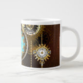 Steampunk Rusty Hintergrund mit türkisfarbenen Lin Jumbo-Tasse (Rechts)