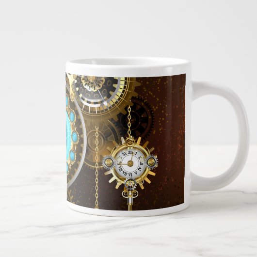 Steampunk Rusty Hintergrund mit türkisfarbenen Lin Jumbo-Tasse (Rechts)