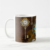 Steampunk Rusty Hintergrund mit türkisfarbenen Lin Kaffeetasse (Links)
