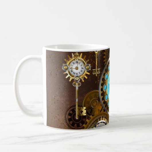 Steampunk Rusty Hintergrund mit türkisfarbenen Lin Kaffeetasse (Links)