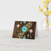 Steampunk Rusty Hintergrund mit türkisfarbenen Lin Karte (Gelbe Blume)