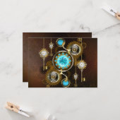 Steampunk Rusty Hintergrund mit türkisfarbenen Lin Karte (Vorderseite/Rückseite Beispiel)