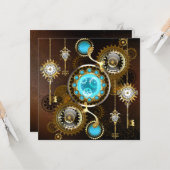 Steampunk Rusty Hintergrund mit türkisfarbenen Lin Karte (Vorderseite/Rückseite Beispiel)