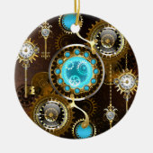 Steampunk Rusty Hintergrund mit türkisfarbenen Lin Keramik Ornament (Vorne)