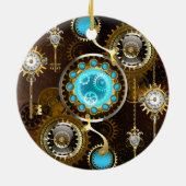Steampunk Rusty Hintergrund mit türkisfarbenen Lin Keramik Ornament (Hinten)