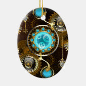 Steampunk Rusty Hintergrund mit türkisfarbenen Lin Keramik Ornament (Hinten)