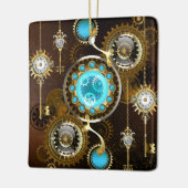 Steampunk Rusty Hintergrund mit türkisfarbenen Lin Keramikornament (Links)