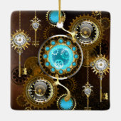 Steampunk Rusty Hintergrund mit türkisfarbenen Lin Keramikornament (Rückseite)
