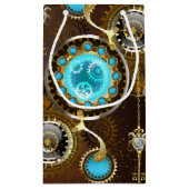 Steampunk Rusty Hintergrund mit türkisfarbenen Lin Kleine Geschenktüte (Rückseite)