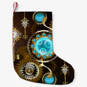 Steampunk Rusty Hintergrund mit türkisfarbenen Lin Kleiner Weihnachtsstrumpf