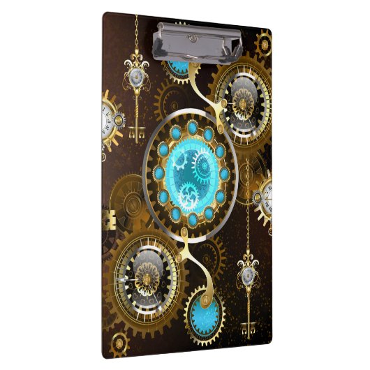 Steampunk Rusty Hintergrund mit türkisfarbenen Lin Klemmbrett (Rechts)