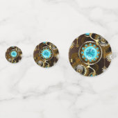 Steampunk Rusty Hintergrund mit türkisfarbenen Lin Konfetti (Rückseiten)