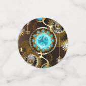 Steampunk Rusty Hintergrund mit türkisfarbenen Lin Konfetti (Klein Vorderseite)