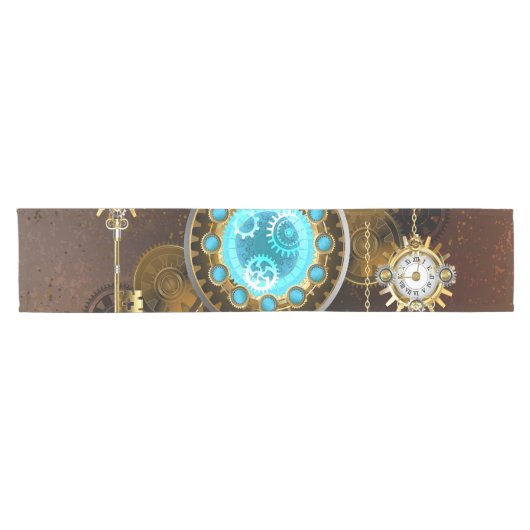 Steampunk Rusty Hintergrund mit türkisfarbenen Lin Kurzer Tischläufer (Horizontal)