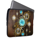 Steampunk Rusty Hintergrund mit türkisfarbenen Lin Laptopschutzhülle (Vorne Rechts)