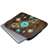 Steampunk Rusty Hintergrund mit türkisfarbenen Lin Laptopschutzhülle (Vorne Knopf)