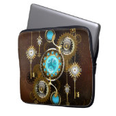 Steampunk Rusty Hintergrund mit türkisfarbenen Lin Laptopschutzhülle (Vorderseite Links)