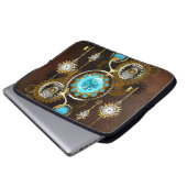 Steampunk Rusty Hintergrund mit türkisfarbenen Lin Laptopschutzhülle (Vorne Knopf)