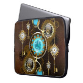 Steampunk Rusty Hintergrund mit türkisfarbenen Lin Laptopschutzhülle (Vorderseite Links)
