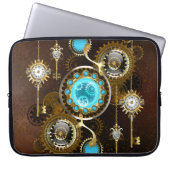 Steampunk Rusty Hintergrund mit türkisfarbenen Lin Laptopschutzhülle (Vorderseite)