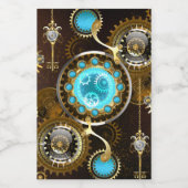 Steampunk Rusty Hintergrund mit türkisfarbenen Lin Lebensmitteletikett (Einzelnes Label)